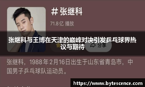 张继科与王博在天津的巅峰对决引发乒乓球界热议与期待
